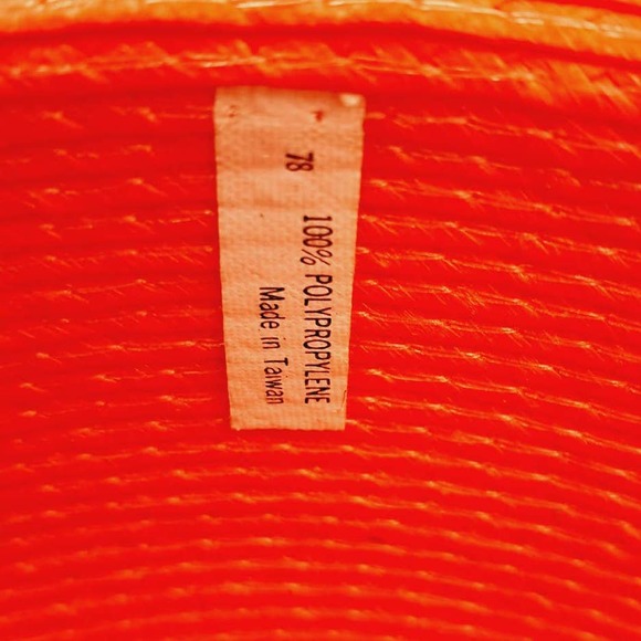 Vtg Ladies Orange Fashion Lg Wide Brim Floppy Straw Hat main image 6